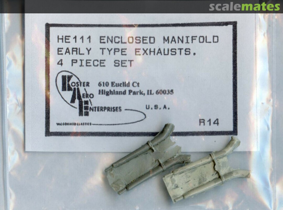 Boxart Heinkel He-111 Enclosed Manifold Early Type Exhausts R14 Koster Aero Enterprises