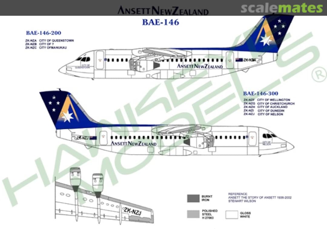 Boxart Ansett New Zealand - 146-200/300, 1990s Big A Livery CDS-163 Hawkeye Models