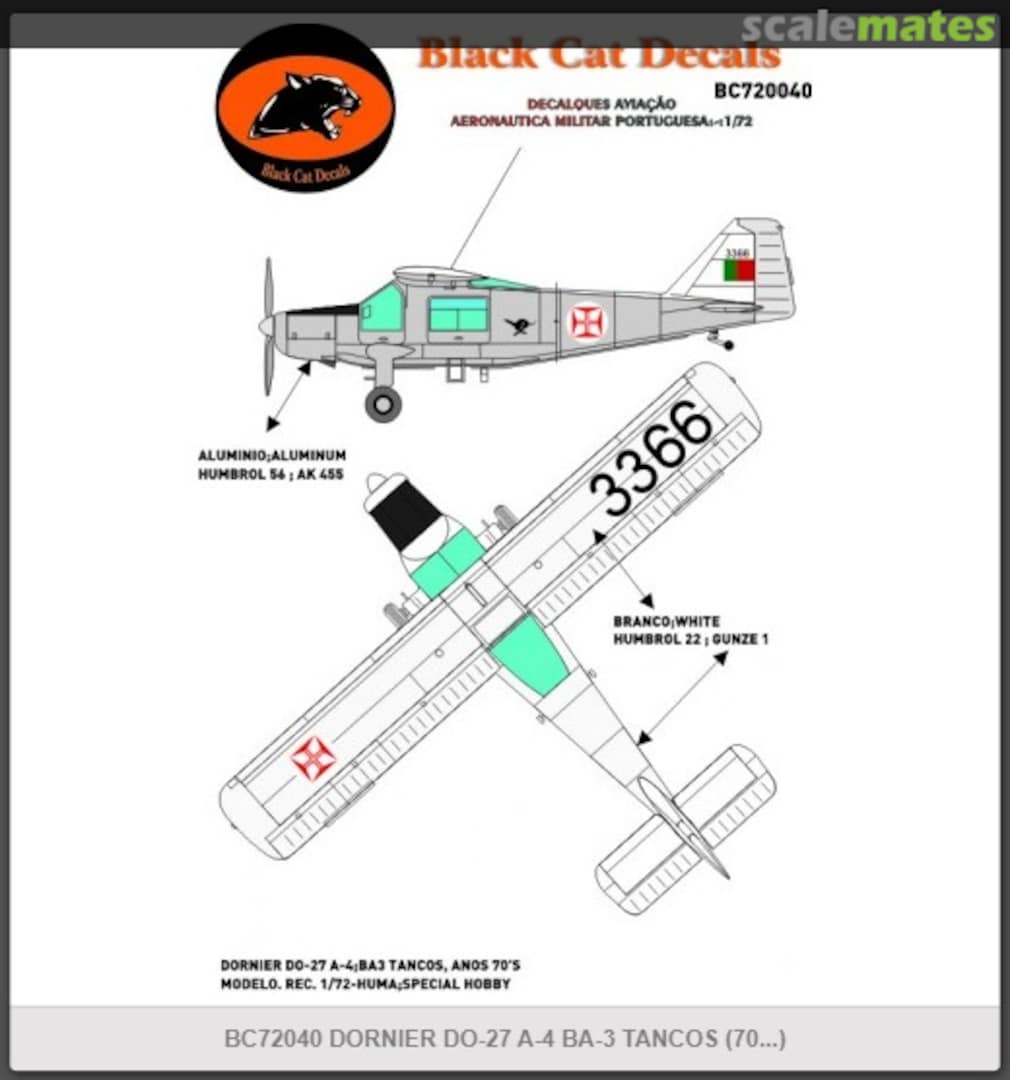 Boxart DO-27 A-4 BC720040 Black Cat Decals