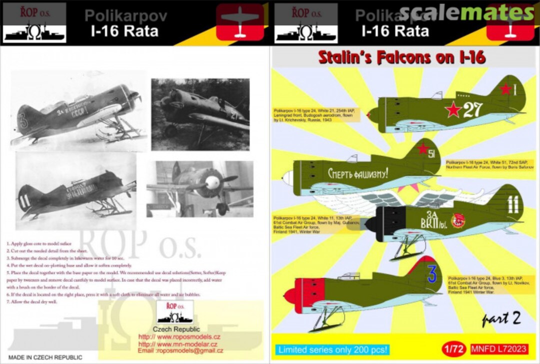 Boxart Polikarpov I-16 Rata - Stalin's Falcons on I-16 MNFDL72023 ROP o.s.