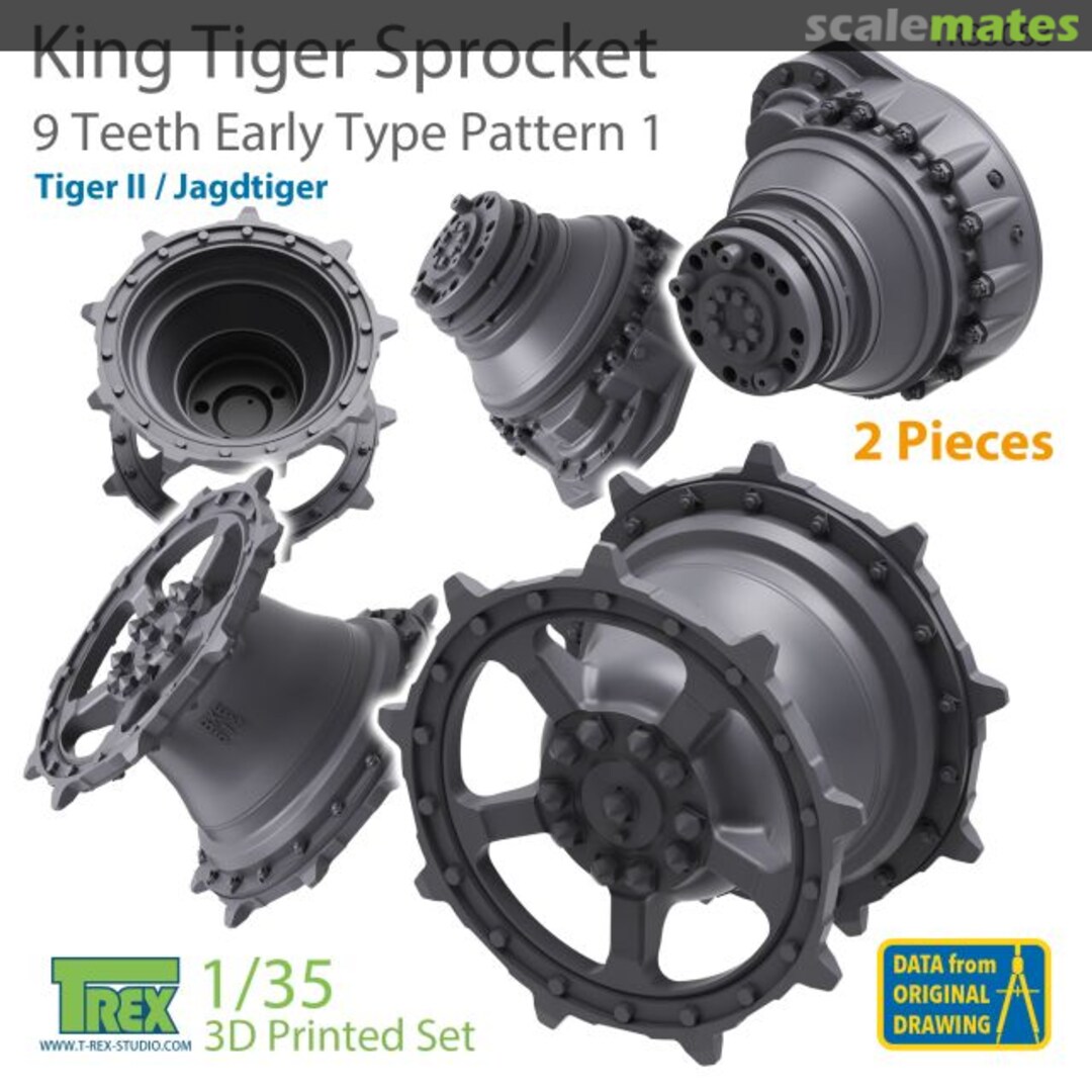 Boxart KingTiger 9 Teeth Sprockets Early Type Pattern 1 (2 pieces) TR35083 T-Rex Studio