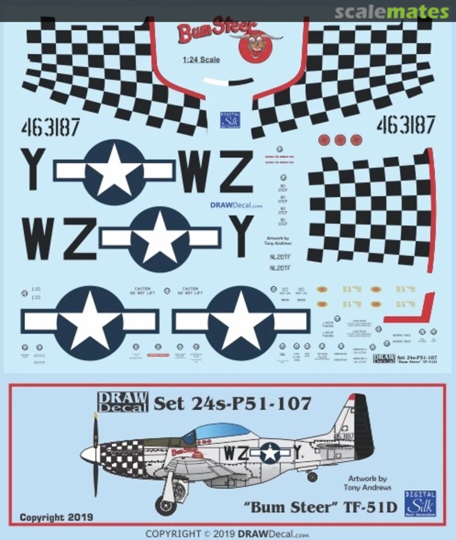 Boxart “Bum Steer” TF-51D 24-P51-107 Draw Decal