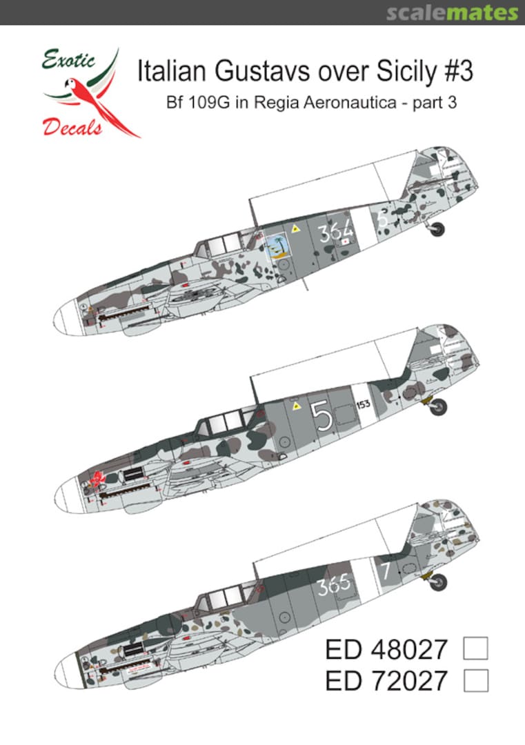 Boxart Italian Gustavs over Sicily #3 - Bf 109G in Regia Aeronautica part 3  ED48027 Exotic Decals