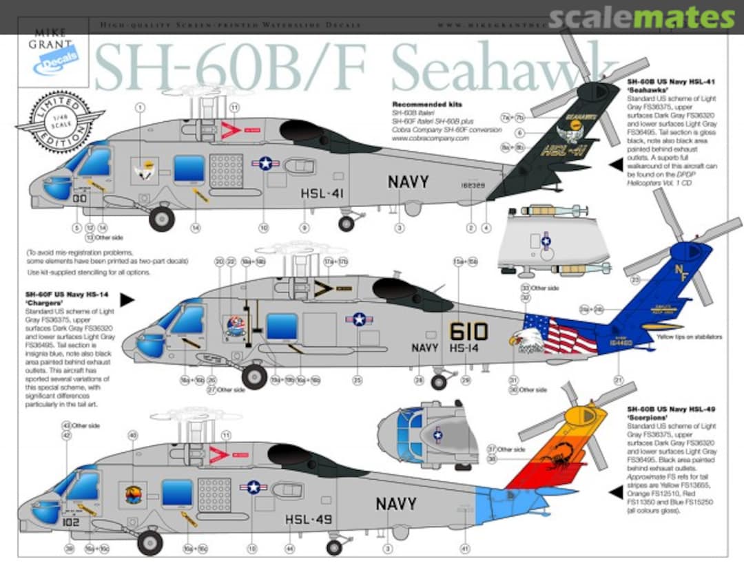 Boxart SH-60B/F Seahawk 48-047 Mike Grant Decals