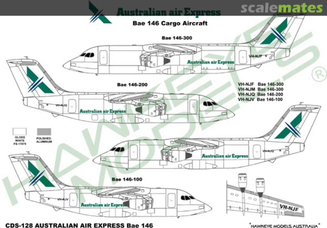 Boxart Australian Air Express - BAe.146-100/200/300. CDS-128 Hawkeye Models