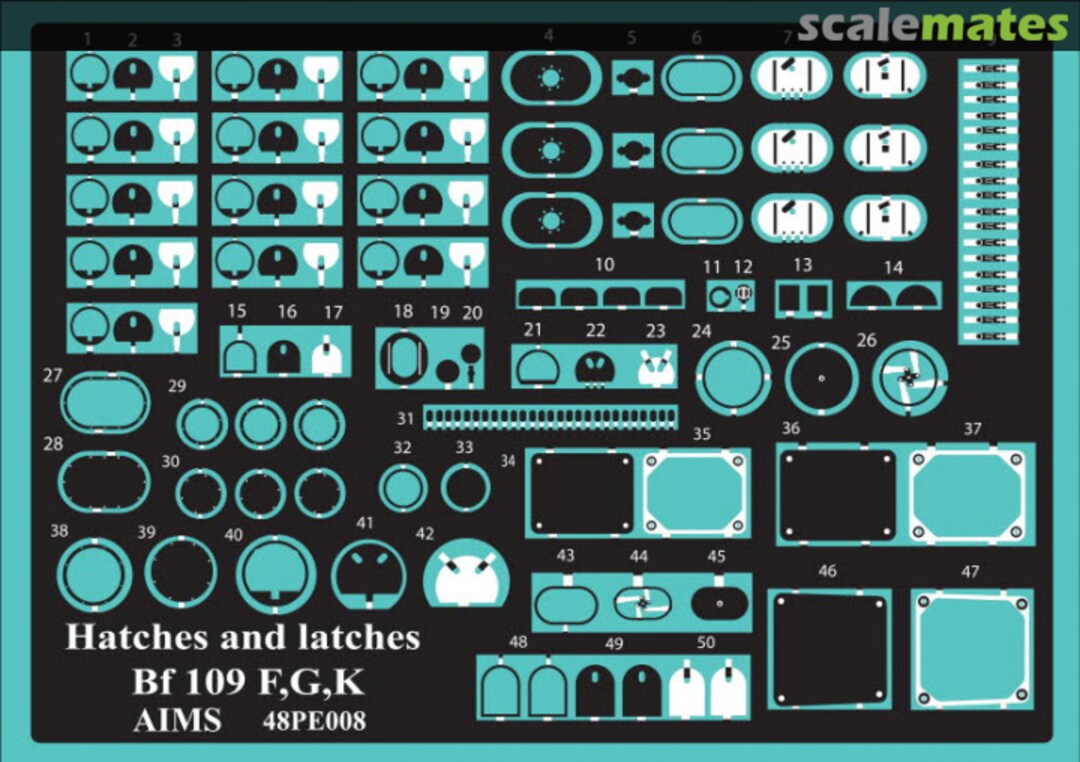 Boxart Hatches and latches Messerschmitt Bf-109 F,G,K 48PE008 AIMS