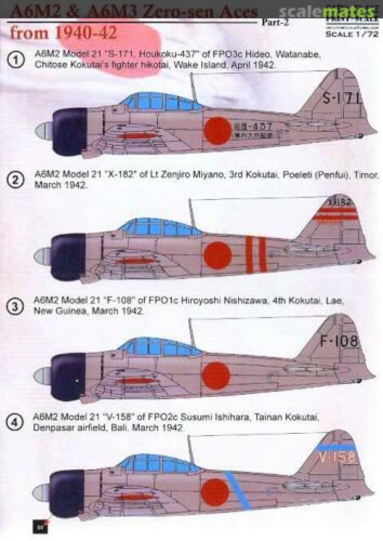 Boxart A6M2/3 Zero - Sen Aces (part 2) 72-427 Print Scale