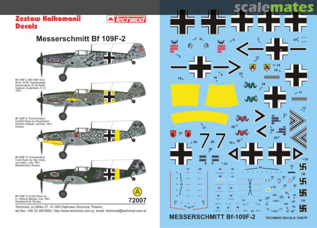 Boxart Messerschmitt Bf 109 F-2 72007P Techmod