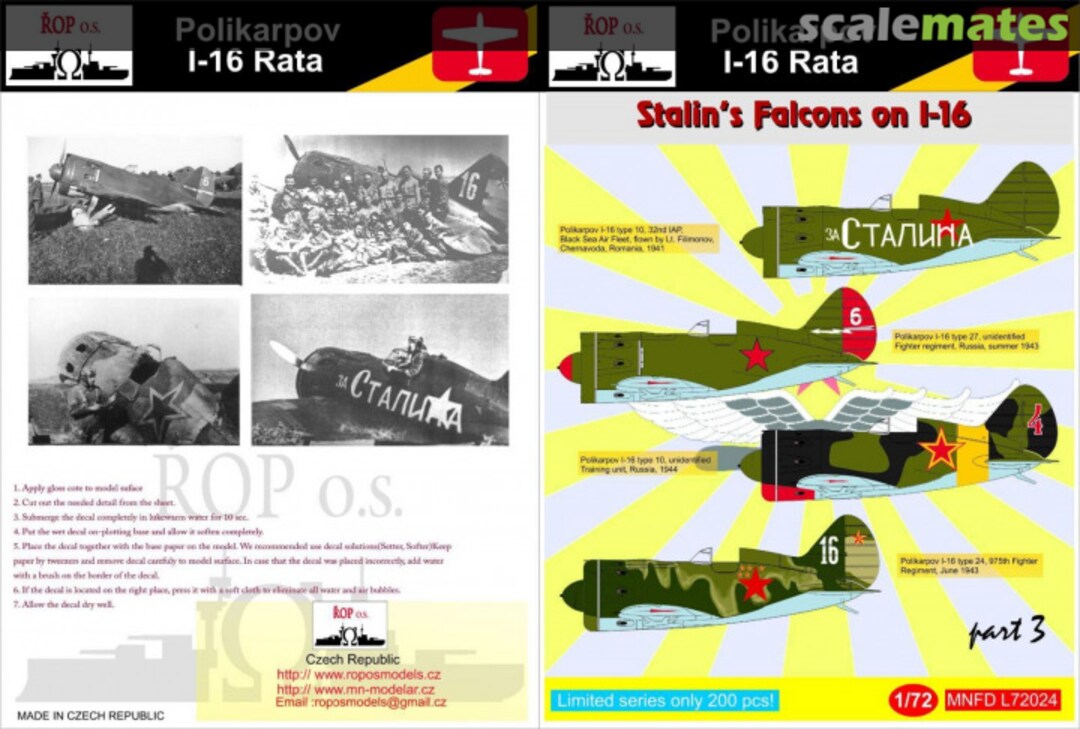 Boxart Polikarpov I-16 Rata - Stalin's Falcons on I-16 MNFDL72024 ROP o.s.