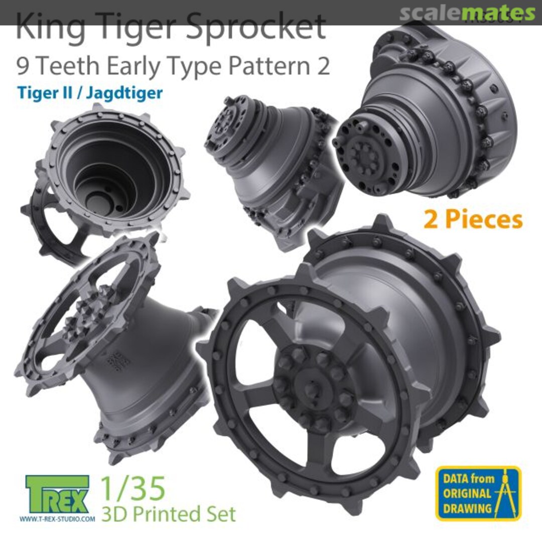 Boxart KingTiger 9 Teeth Sprockets Early Type Pattern 2 (2 pieces) TR35084 T-Rex Studio