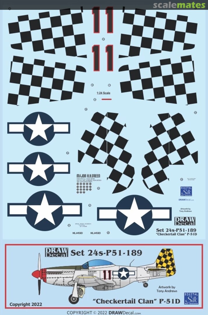 Boxart “Checkertail Clan” P-51D 24-P51-189 Draw Decal