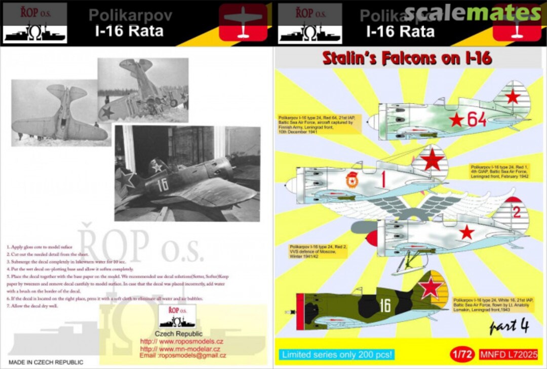 Boxart Polikarpov I-16 Rata - Stalin's Falcons on I-16 MNFDL72025 ROP o.s.