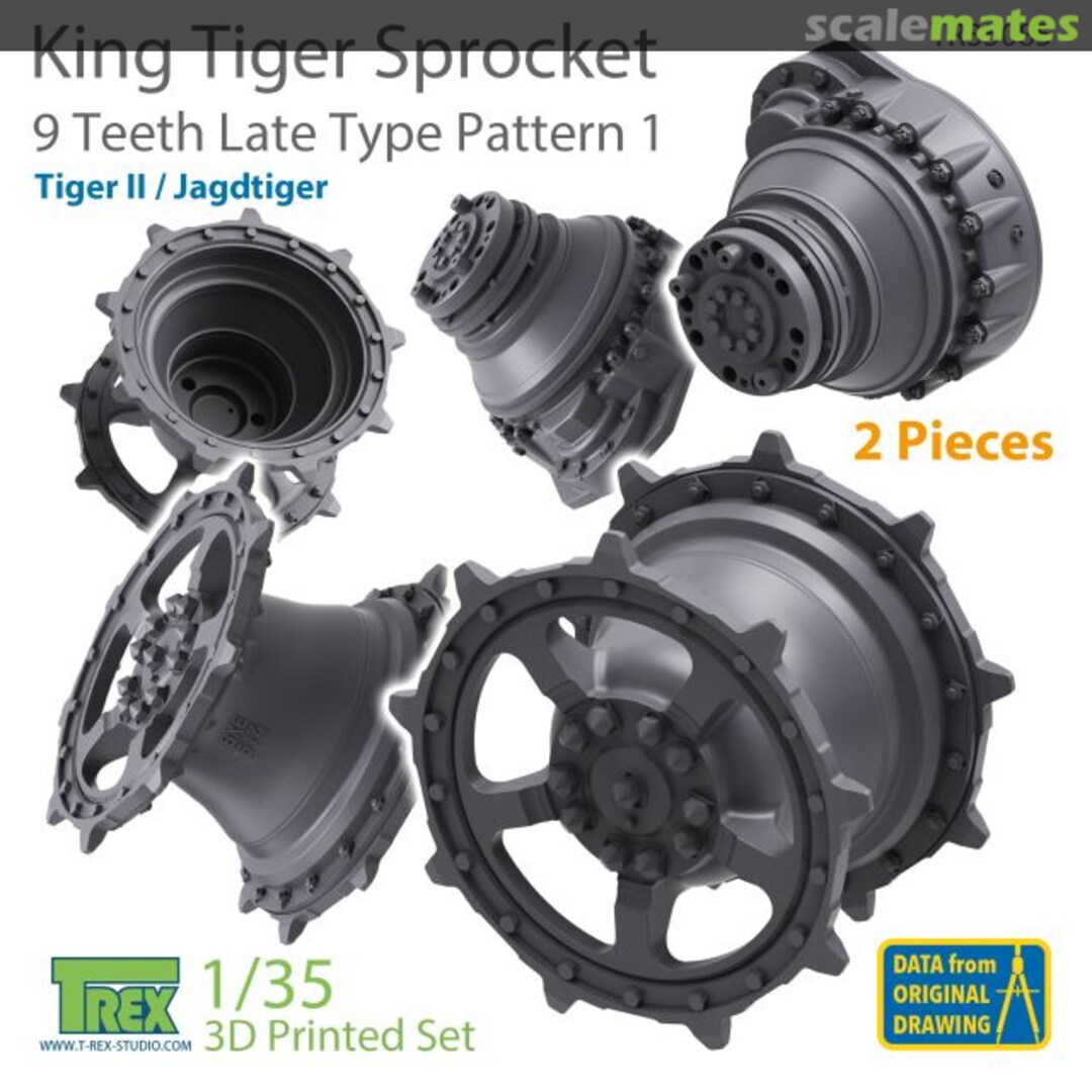 Boxart KingTiger 9 Teeth Sprockets Late Type Pattern 1 (2 pieces) TR35085 T-Rex Studio