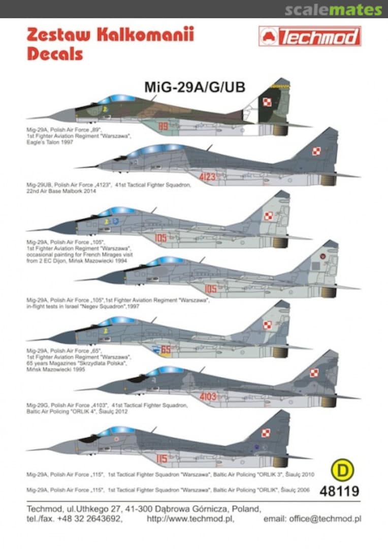 Boxart MiG-29A/G/UB 48119 Techmod