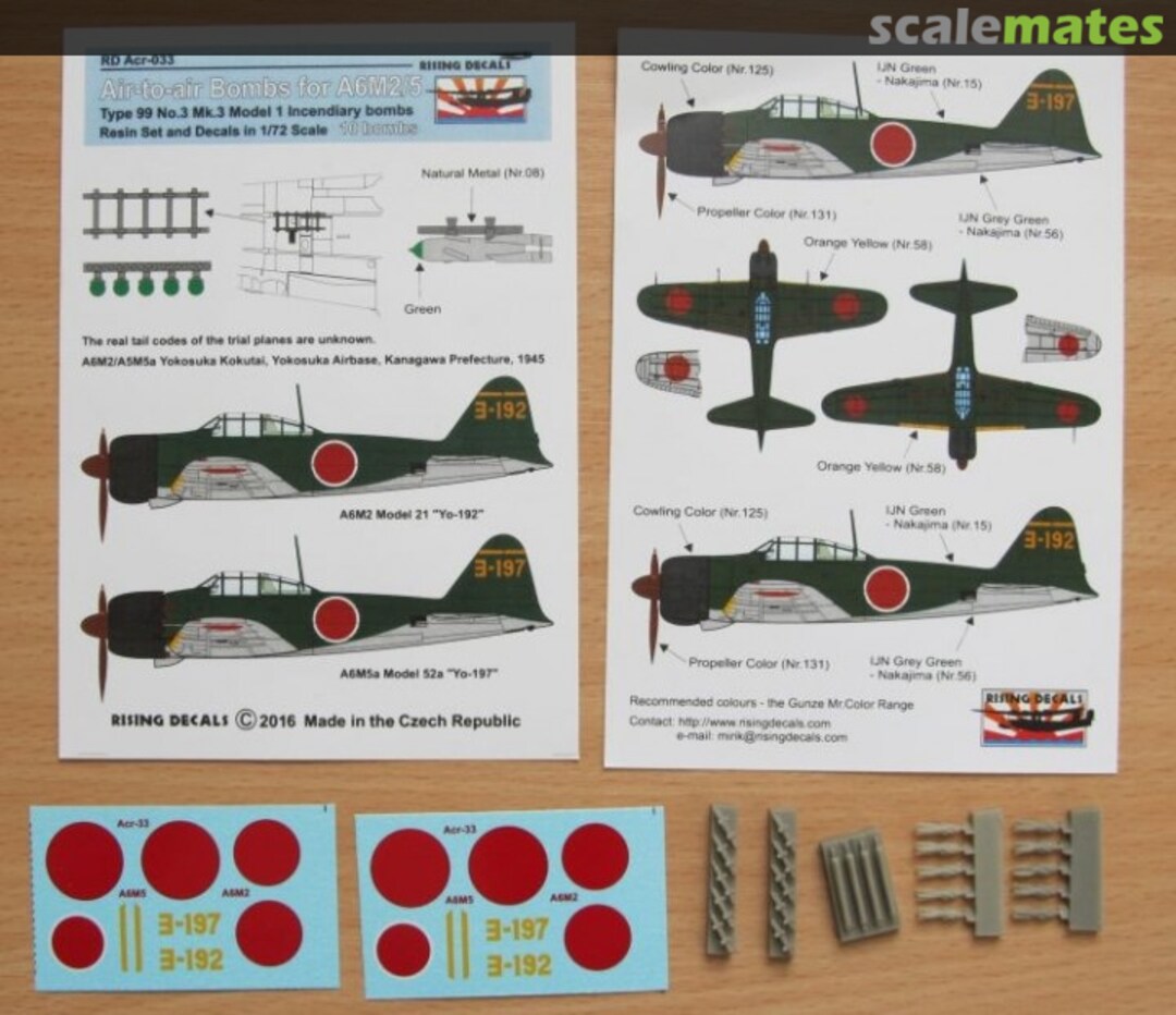 Boxart Air-to-air Bombs for A6M2/5 Acr-033 Rising Decals