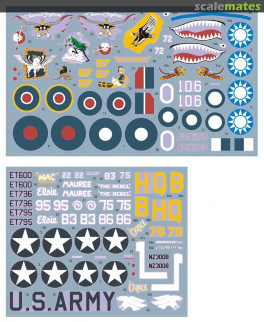 Boxart P-40E Warhawk over the Pacific and China 48022 DK Decals