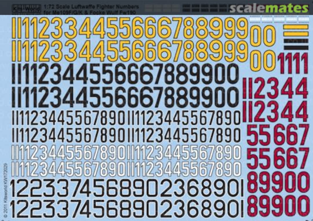 Boxart Luftwaffe/German Fighter Identification Numbers for Messerschmitt Bf-109F/Bf-109G/Bf-109K & Focke-Wulf Fw-190 KW172029 Kits-World