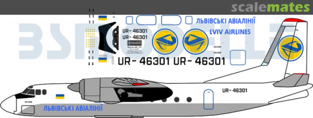 Boxart Antonov An-24B Lviv Airlines BSM72015 BSmodelle