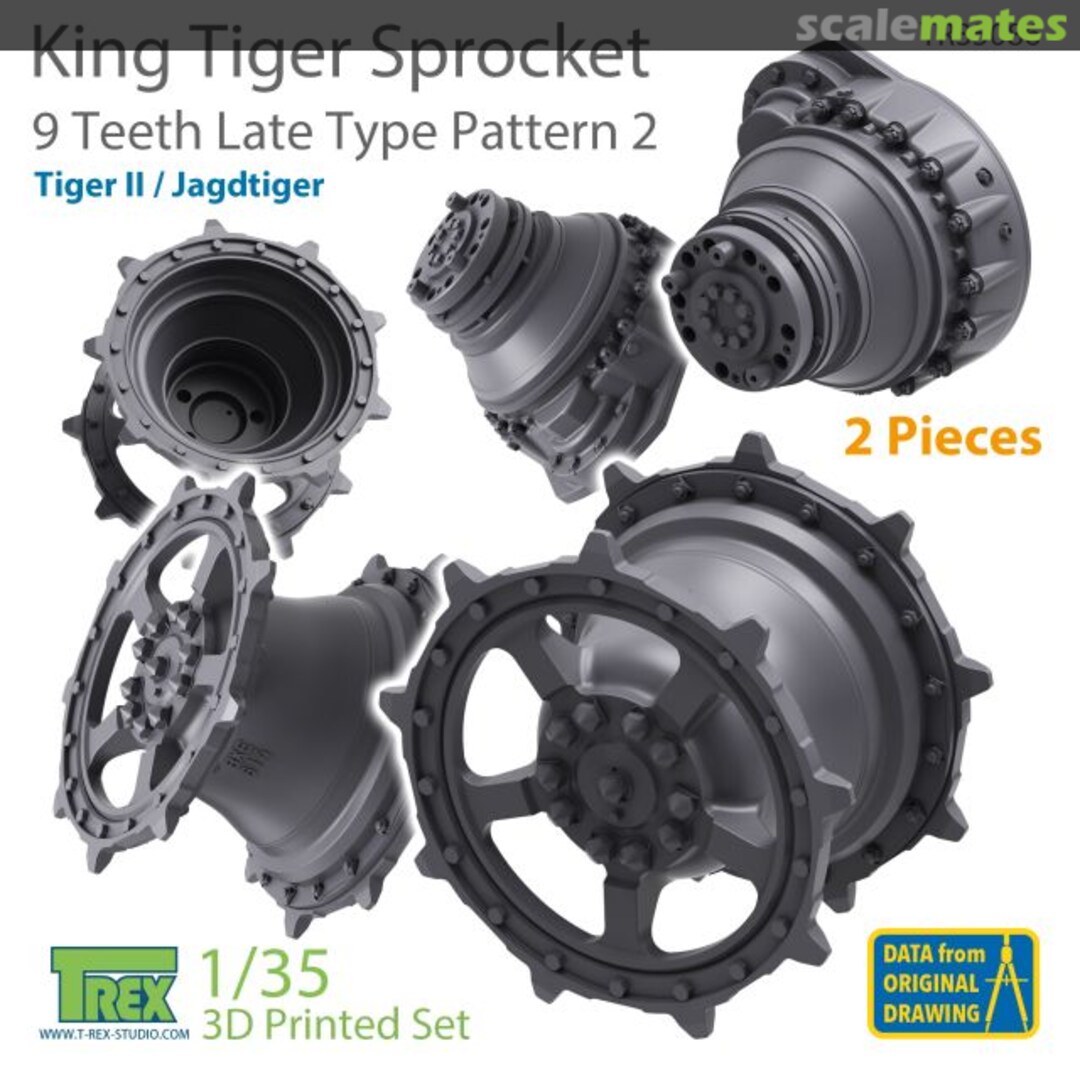 Boxart KingTiger 9 Teeth Sprockets Late Type Pattern 2 (2 pieces) TR35086 T-Rex Studio