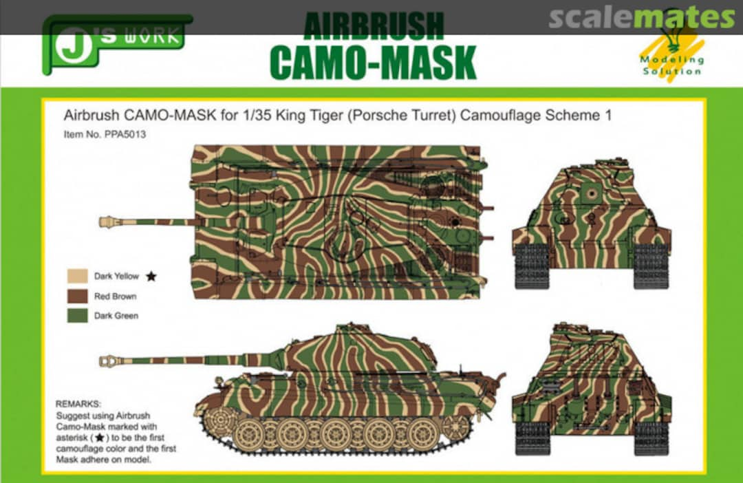 Boxart Airbrush Camo-Mask for King Tiger (Porsche Turret) PPA5013 J's Work