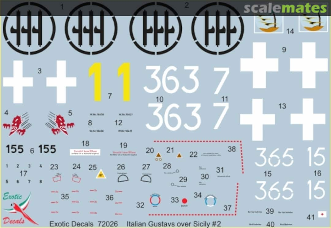 Contents Italian Gustavs over Sicily #2 ED72026 Exotic Decals