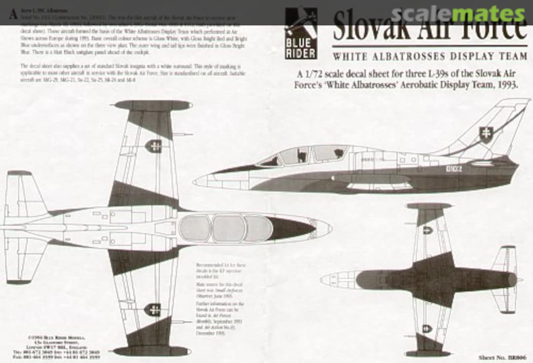 Boxart Aero L-39 Albatross Slovak Air Force: BR806 Blue Rider