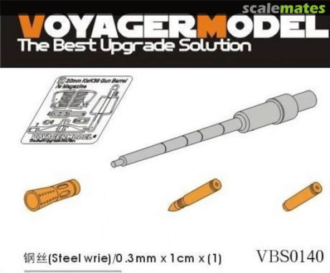 Boxart 20mm KwK38 L50 Barrel w/Ammo Magazine VBS0140 Voyager Model