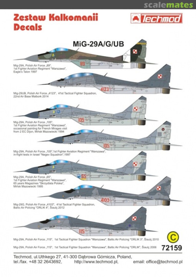 Boxart MiG-29A/G/UB 72159 Techmod