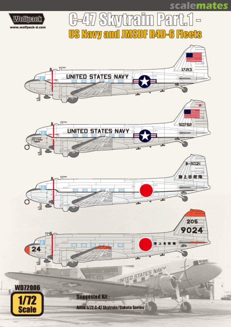 Boxart C-47 Skytrain Part.1 - US Navy and JMSDF R4D-6 WD72006 Wolfpack