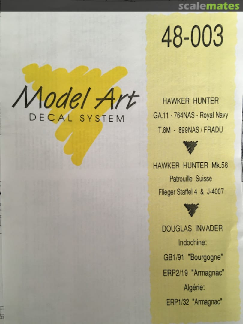 Boxart Hawker Hunter / Douglas Invader 48/003 Model Art Decal System