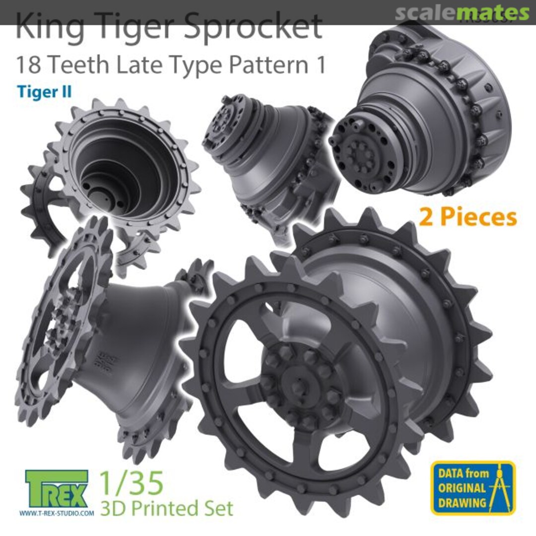 Boxart KingTiger 18 Teeth Sprockets Late Type Pattern 1 (2 pieces) TR35087 T-Rex Studio