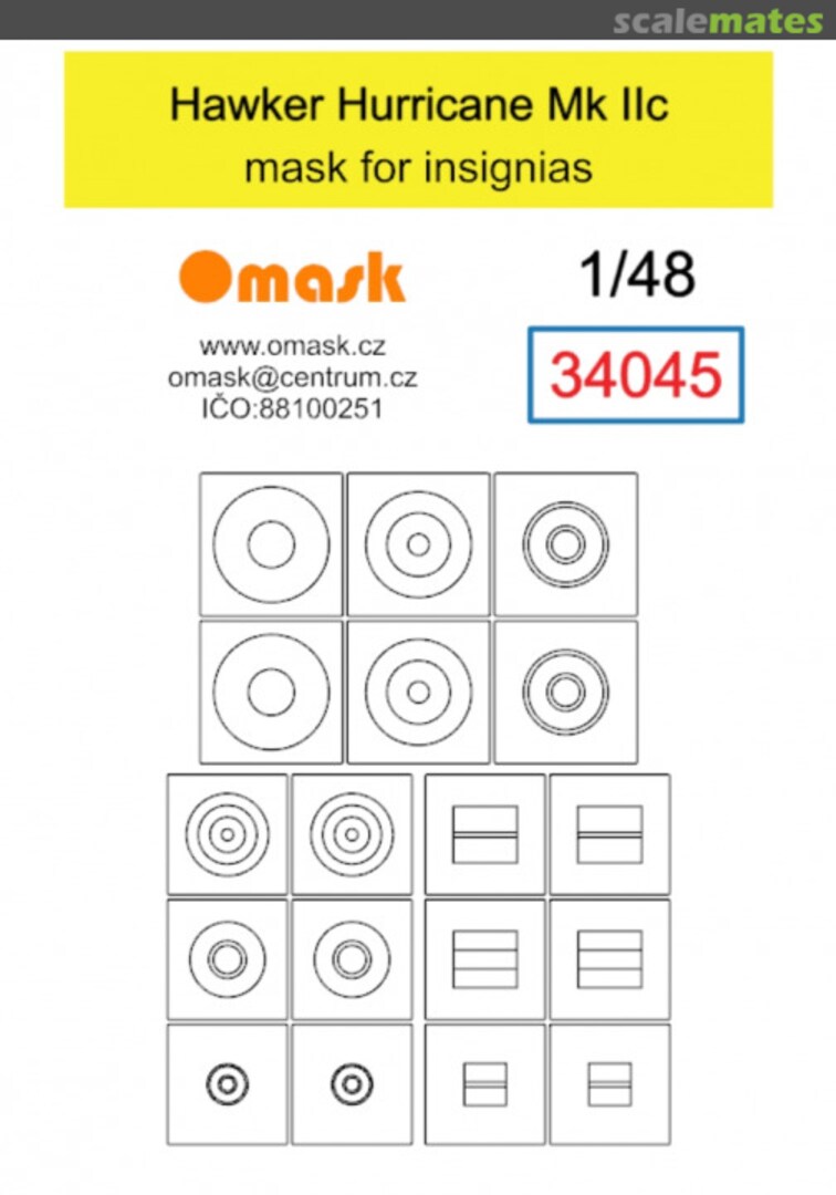 Boxart Hawker Hurricane Mk IIc mask for insignias 34045 Omask