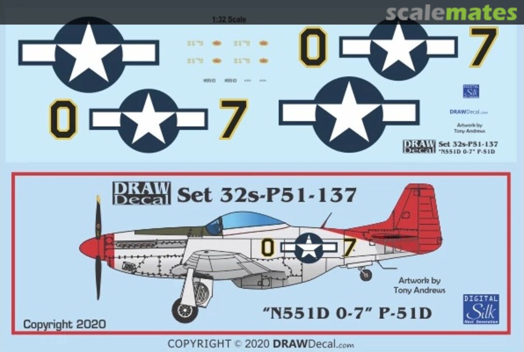 Boxart “N551D 0-7” P-51D 32-P51-137 Draw Decal