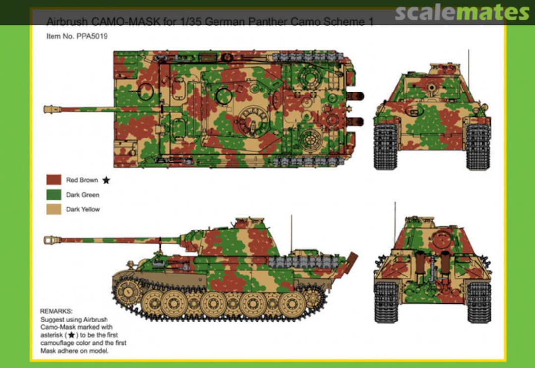 Boxart Airbrush Camo-Mask for German Panther PPA5019 J's Work