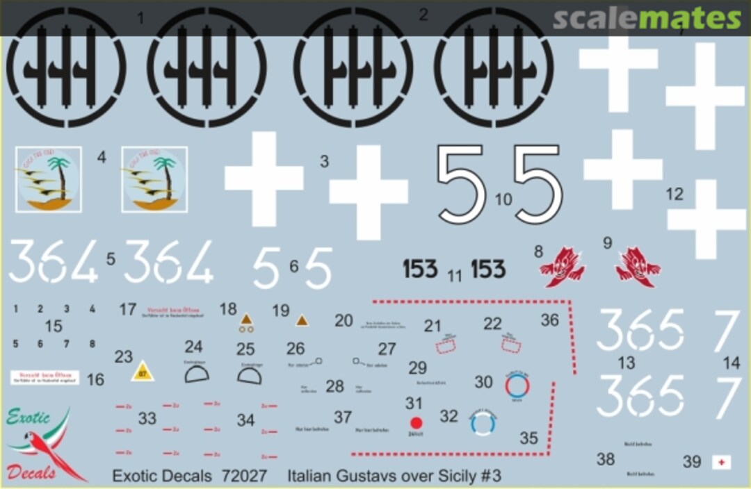 Contents Italian Gustavs over Sicily #3 ED72027 Exotic Decals