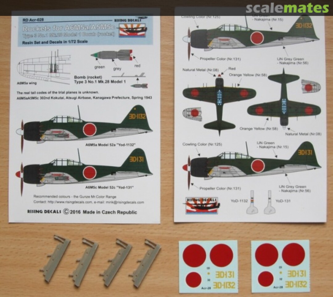 Boxart Rockets for A6M5c/A5M5c Acr-028 Rising Decals