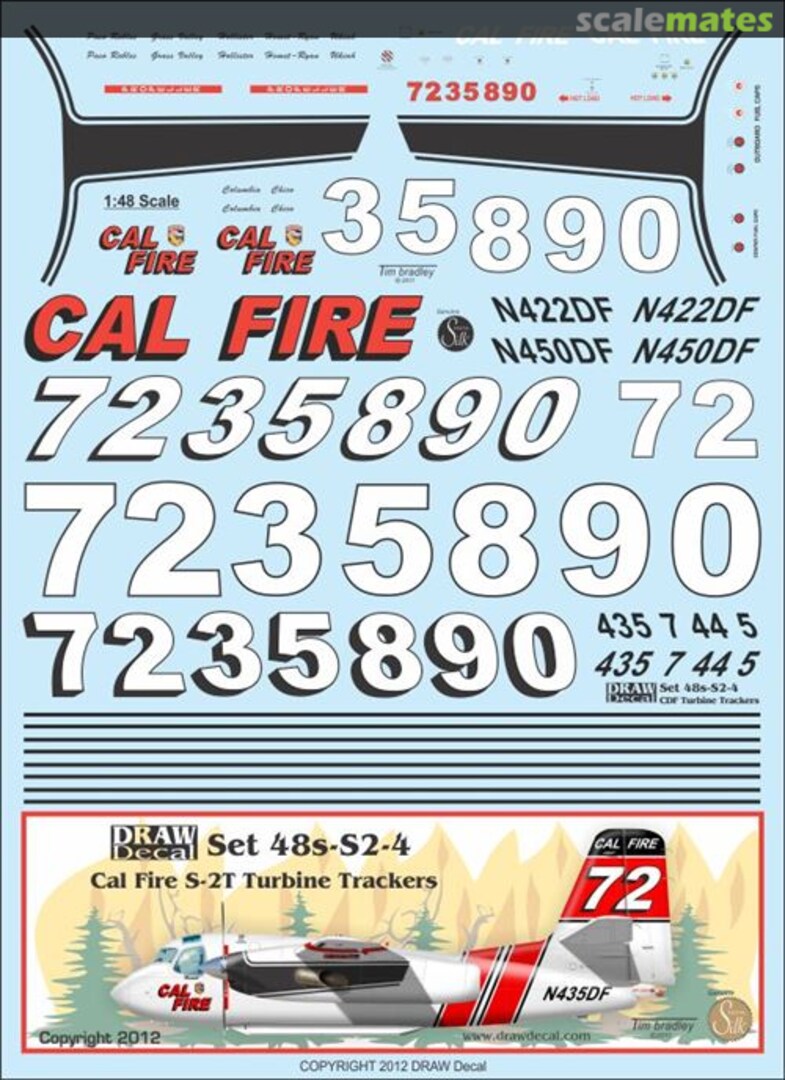 Boxart Cal Fire S-2T Turbine Tracker Fire Bombers 48-S2-4 Draw Decal