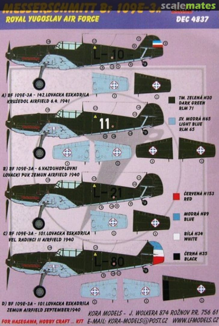 Boxart Messerschmitt Bf 109 E-3A DEC4837 Kora Models