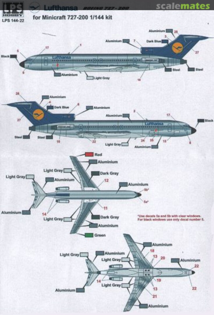 Boxart Boeing 727-200 Lufthansa in experimental aluminium color LPS144-22 LPS Hobby