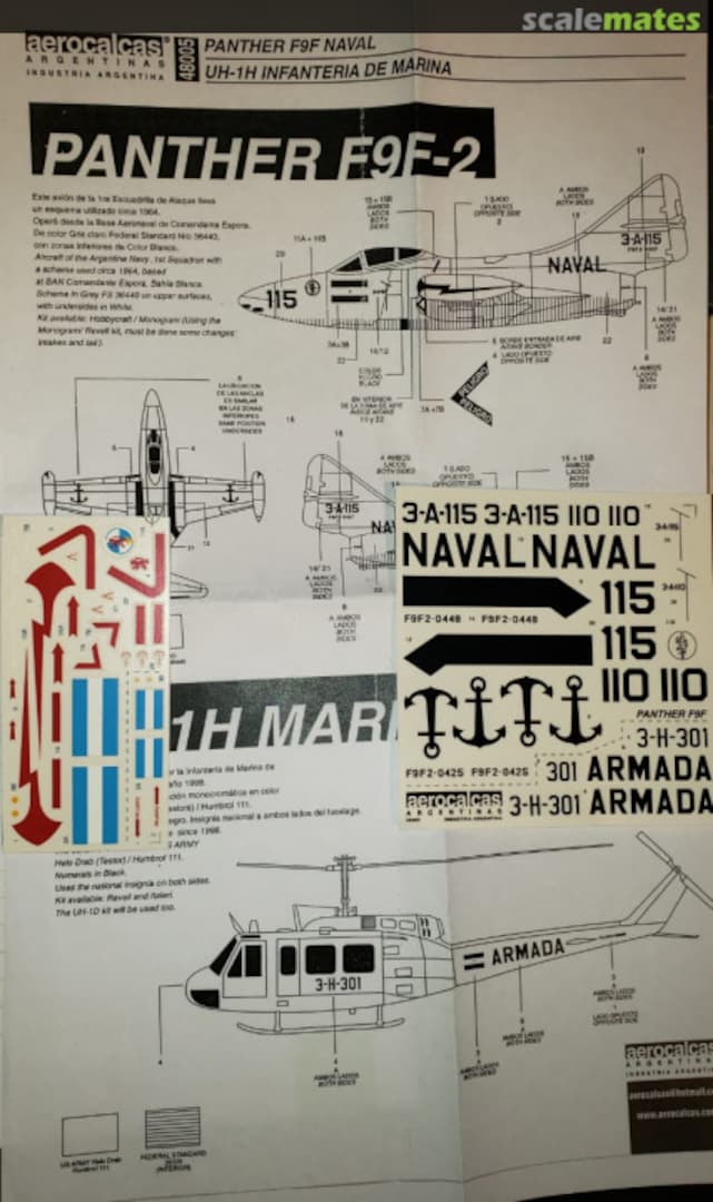 Boxart PANTHER F9F NAVAL - UH-1H INFANTERÍA DE MARINA 48005 Aerocalcas Argentinas