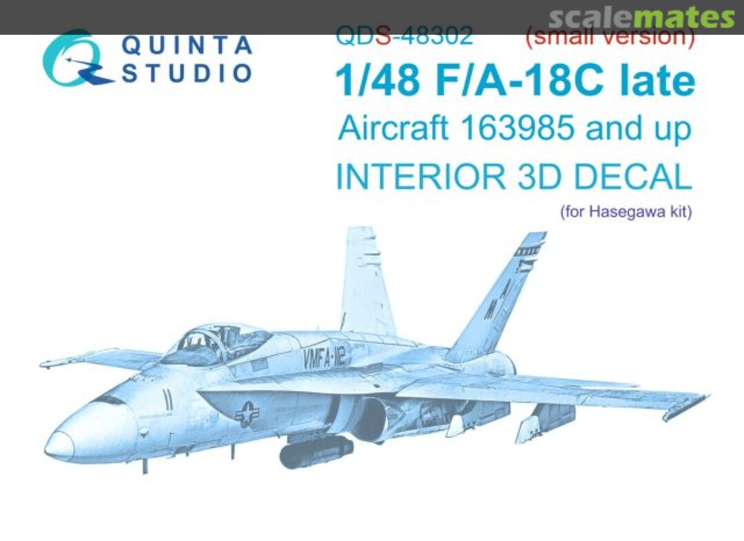 Boxart F/A-18C Late interior 3D decals QDS-48302 Quinta Studio