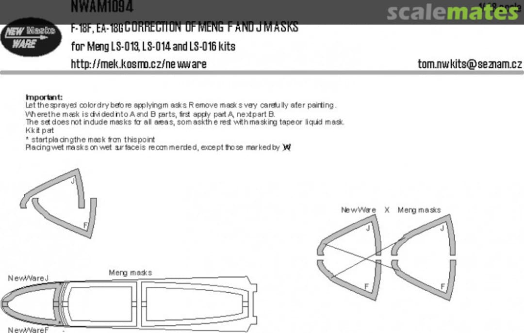 Boxart F-18F, EA-18G - Correction of MENG F & J Mask NWAM1094 New Ware