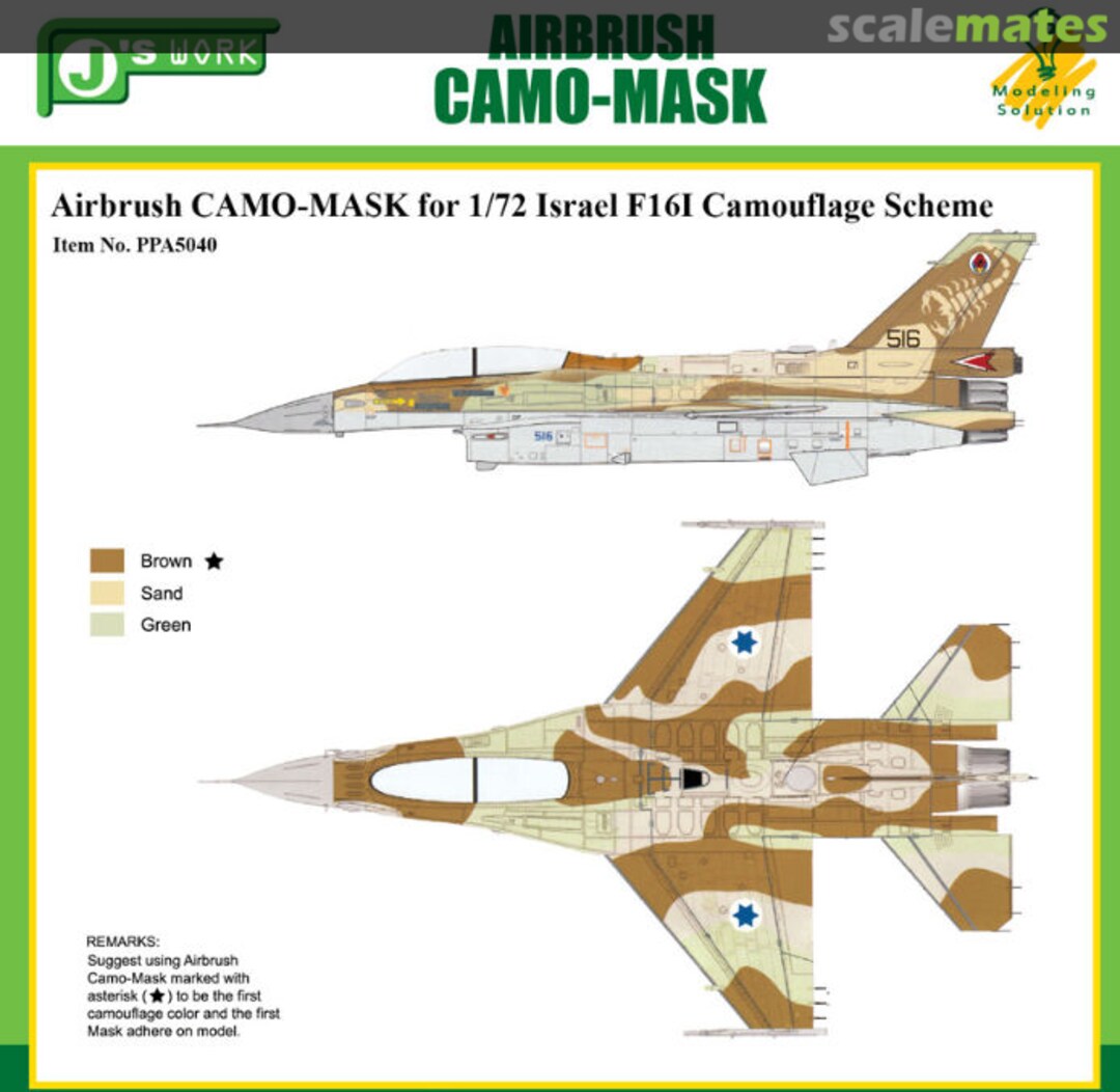 Boxart Airbrush Camo-Mask for Israeli F-16I PPA5040 J's Work