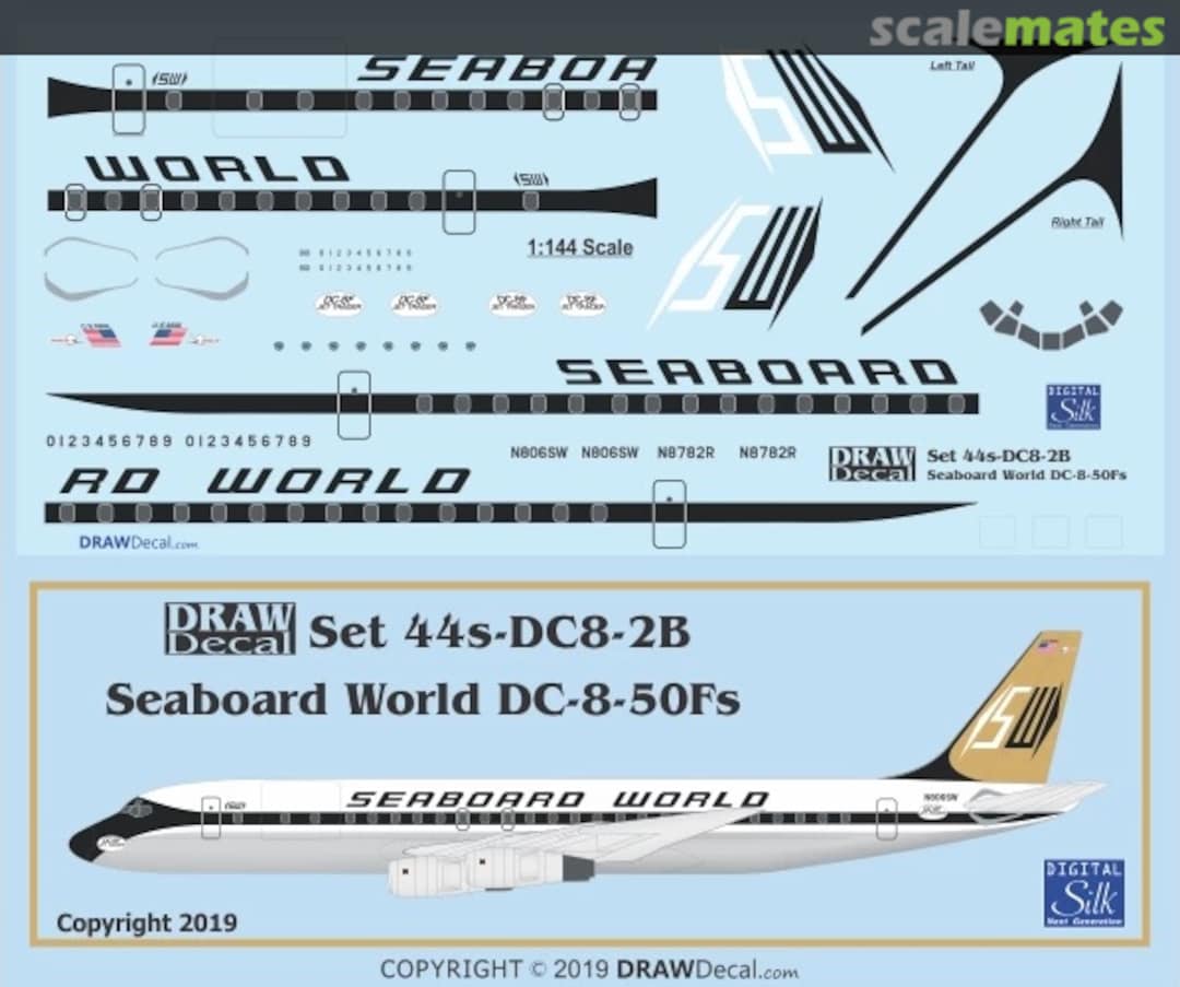 Boxart Seaboard World DC-8-50Fs 44-DC8-2B Draw Decal