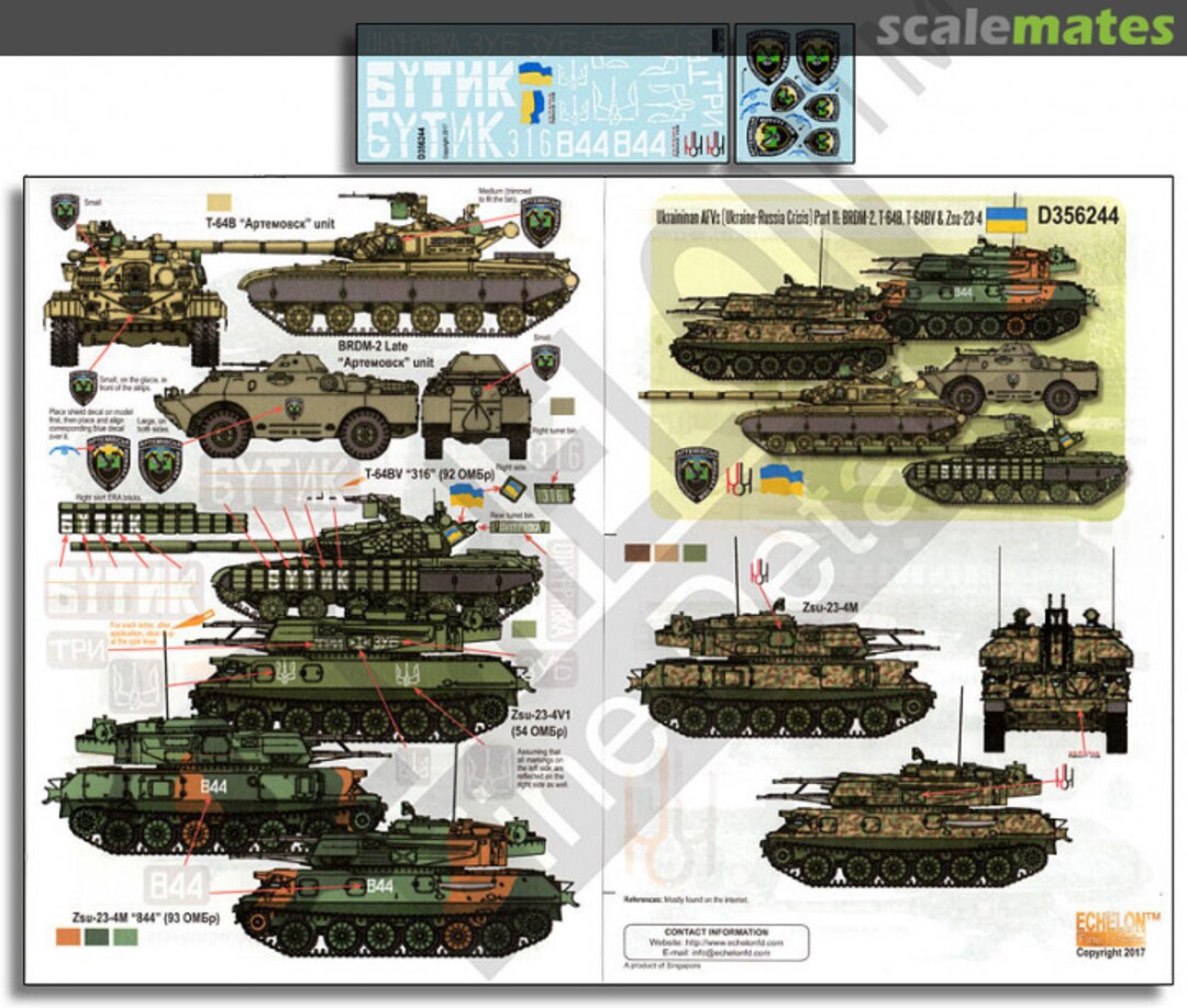 Boxart Ukrainian AFVs Ukraine-Russia Crisis Pt.11 BMP-2, T-64B, T-64BV & Zsu23-4 D356244 Echelon Fine Details