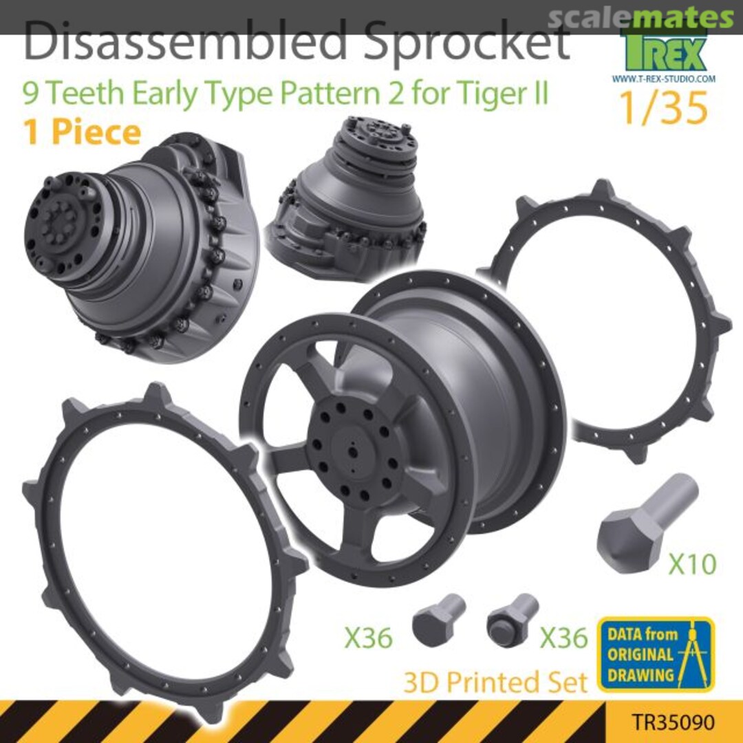 Boxart Disassembled KingTiger Sprocket 9 Teeth Early Type Pattern 2 (1 piece) TR35090 T-Rex Studio