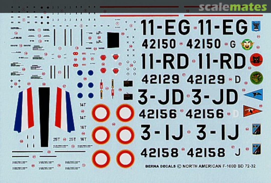 Boxart North American F-100D Super Sabre 72-32 Berna Decals