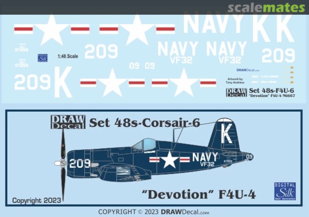 Boxart “Devotion” F4U-4 48-Corsair-6 Draw Decal