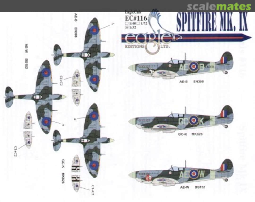 Boxart Spitfire Mk.IX EagleCals EC32-116 Eagle Editions