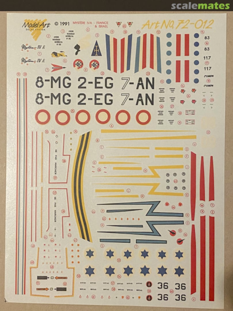 Boxart Dassault Mystere IVA 72/012 Model Art Decal System